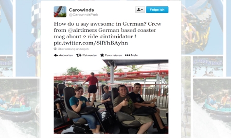 Bei unserer USA-Tour im Sommer dieses Jahres, besuchten wir den Freizeitpark Carowinds, welcher dies mal eben auf Twitter verbreitete. 